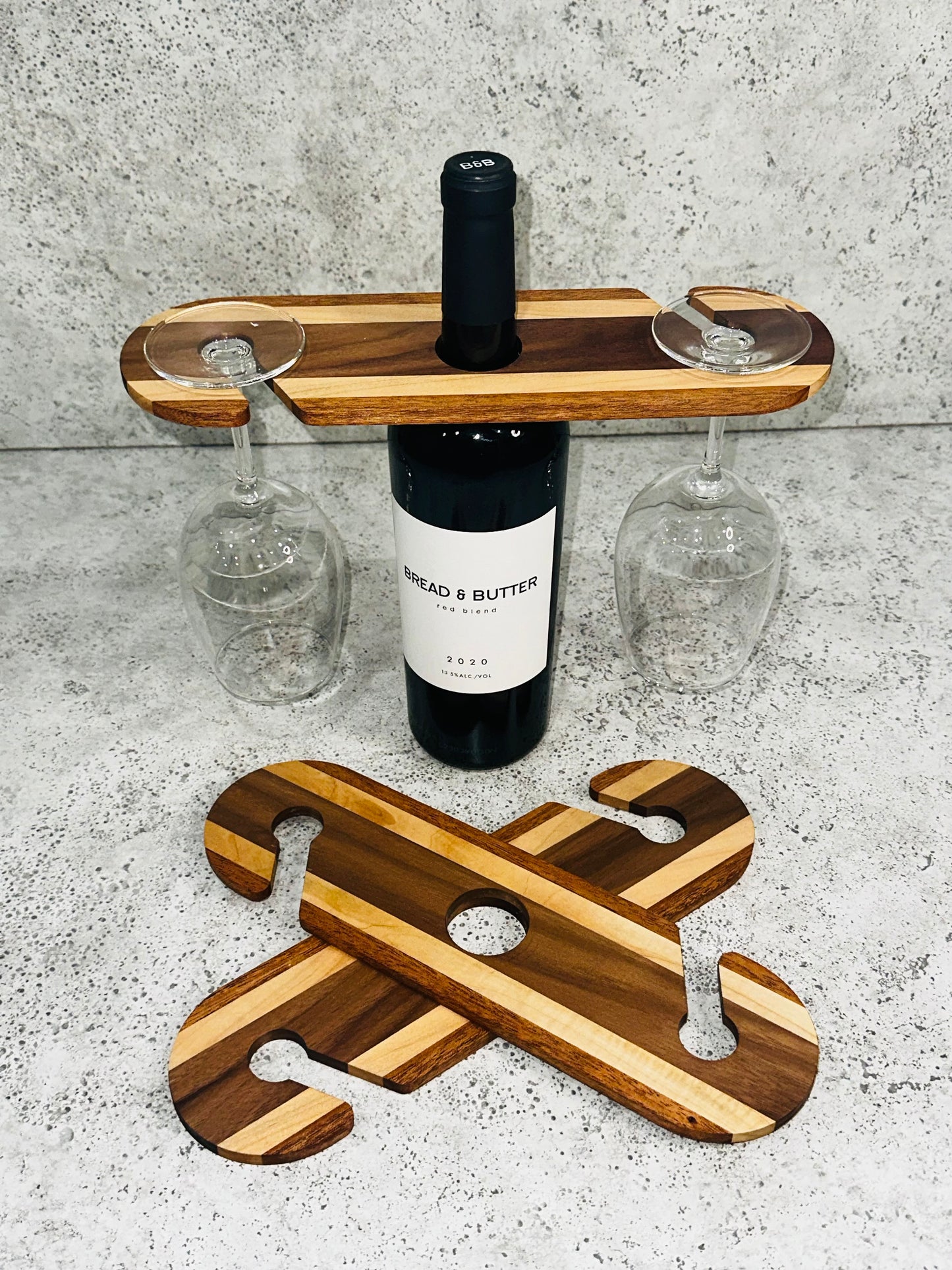 2 Glass Wine Caddy (Black Walnut, African Mahogany, Maple)